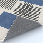Stripes and Square Blue Composition - Abstract Rug Gallery Image 4