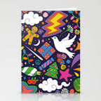 60s 70s psychedelic Modern Christmas Confetti Pattern Stationery Card Gallery Image 2