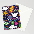 60s 70s psychedelic Modern Christmas Confetti Pattern Stationery Card Gallery Image 2