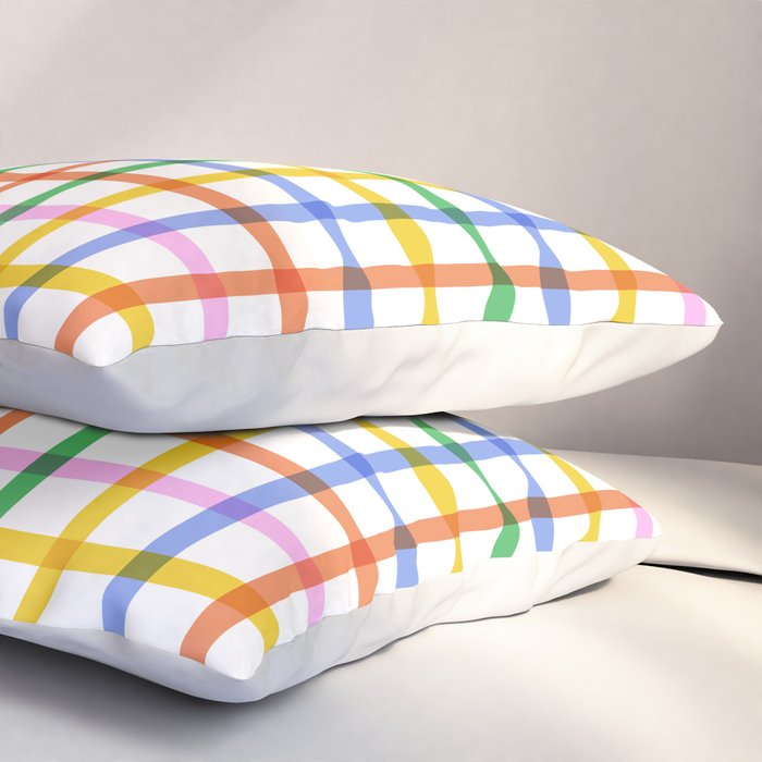 Colorful plaid line grid pattern Pillow Sham Gallery Image 3