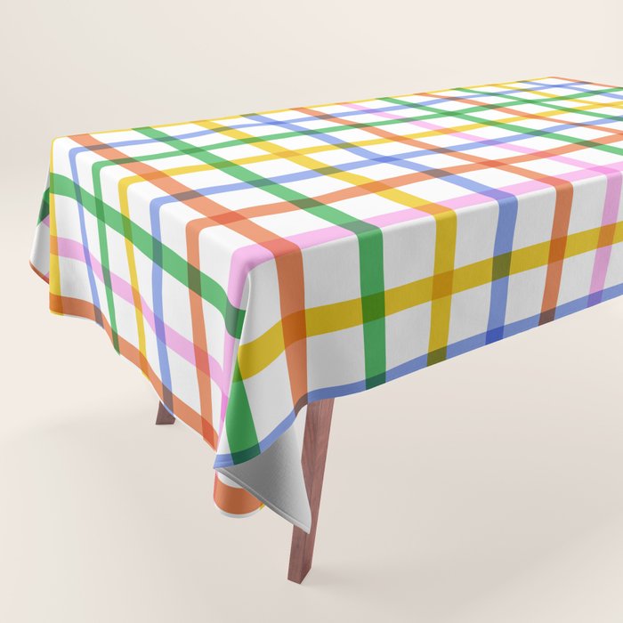 Colorful plaid line grid pattern Tablecloth Gallery Image 1