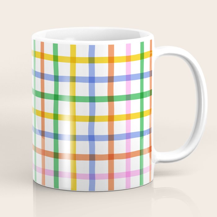 Colorful plaid line grid pattern Coffee Mug Gallery Image 1
