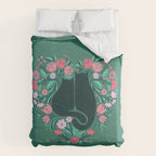 I Heart Cats and Flowers (in Green) Comforter Gallery Image 6