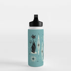 Mid Century Meow Retro Atomic Cats on Blue Water Bottle Gallery Image 3