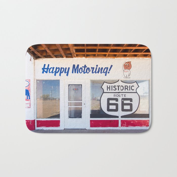 Happy Motoring Garage Route 66 Photography Bath Mat Gallery Image 1