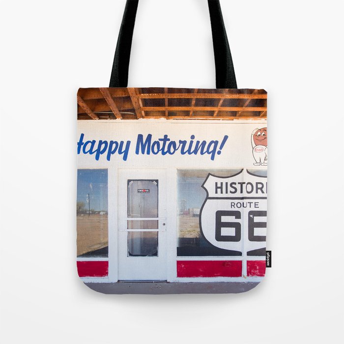 Happy Motoring Garage Route 66 Photography Tote Bag Gallery Image 1