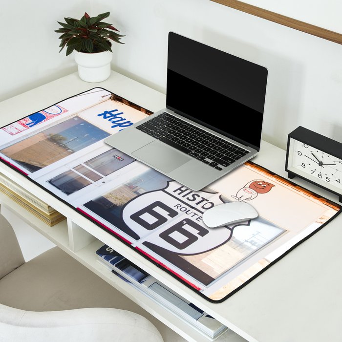 Happy Motoring Garage Route 66 Photography Desk Mat Gallery Image 2
