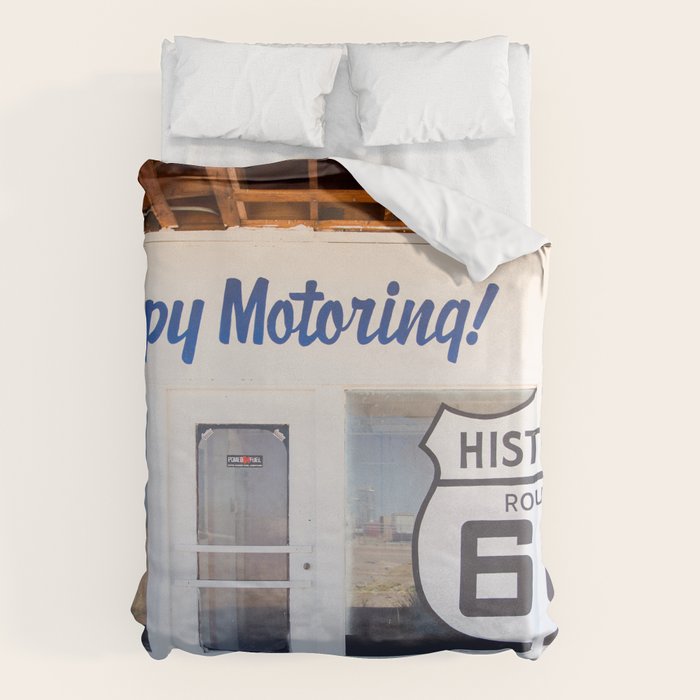 Happy Motoring Garage Route 66 Photography Duvet Cover Gallery Image 6
