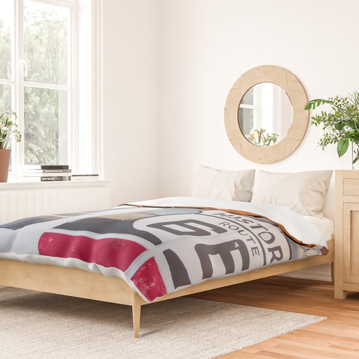 Happy Motoring Garage Route 66 Photography Duvet Cover Gallery Image 2