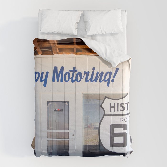 Happy Motoring Garage Route 66 Photography Comforter Gallery Image 6