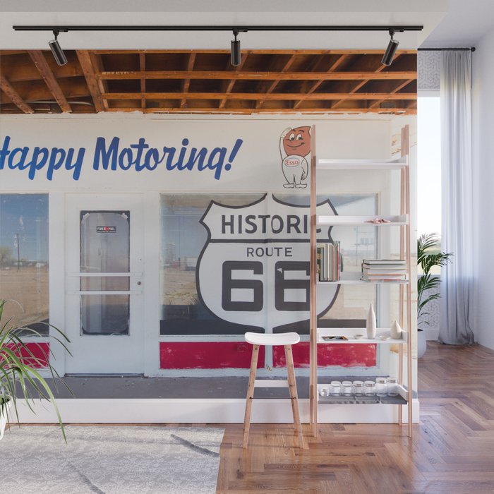 Happy Motoring Garage Route 66 Photography Wall Mural Gallery Image 1