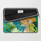 Jungle Tiger | Modern Bohemian Colorful Forest | Tropical Botanical Nature Watercolor Painting Laptop Sleeve Gallery Image 2