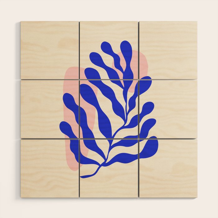 Blue Matisse Ferns Wood Wall Art Gallery Image 1