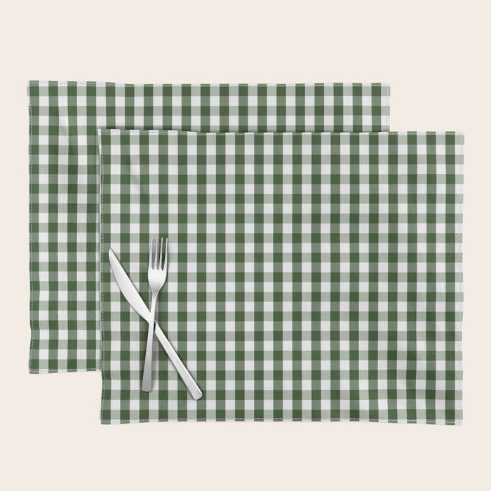 Dark Forest Green and White Gingham Check Placemat Gallery Image 1