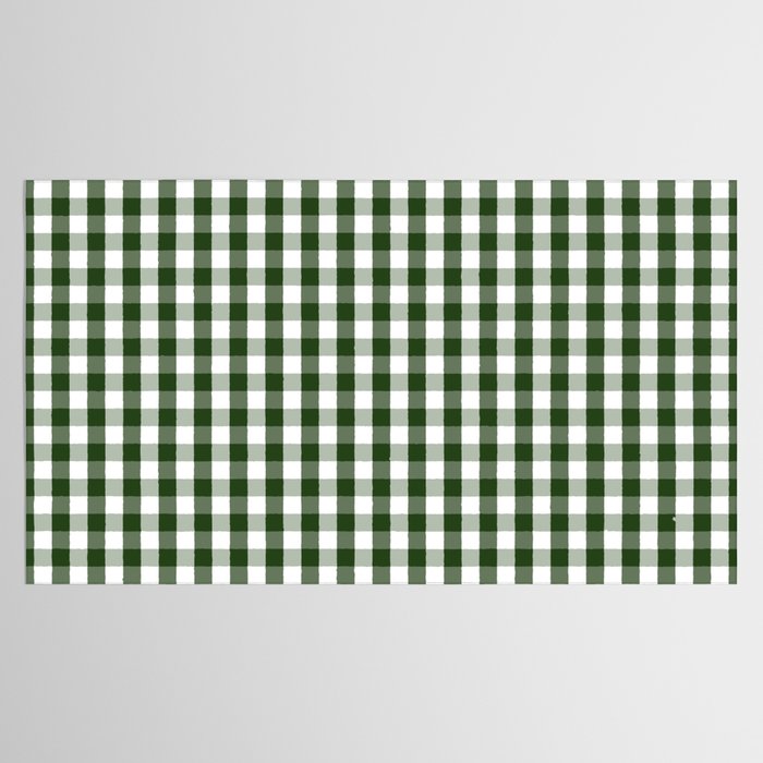 Dark Forest Green and White Gingham Check Tablecloth Gallery Image 2