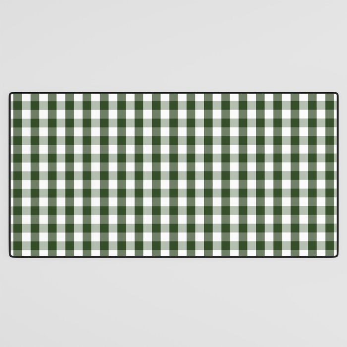 Dark Forest Green and White Gingham Check Desk Mat Gallery Image 3