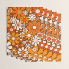 Retro Garden Flowers Groovy Floral Cheerful 60s 70s Pattern in 1970s Orange Brown Beige Wrapping Paper Gallery Image 3