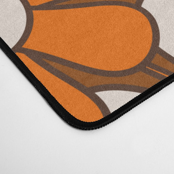 Retro Garden Flowers Groovy Floral Cheerful 60s 70s Pattern in 1970s Orange Brown Beige Desk Mat Gallery Image 4