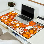 Retro Garden Flowers Groovy Floral Cheerful 60s 70s Pattern in 1970s Orange Brown Beige Desk Mat Gallery Image 2