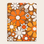 Retro Garden Flowers Groovy Floral Cheerful 60s 70s Pattern in 1970s Orange Brown Beige Notebook Gallery Image 4