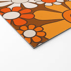 Retro Garden Flowers Groovy Floral Cheerful 60s 70s Pattern in 1970s Orange Brown Beige Welcome Mat Gallery Image 2