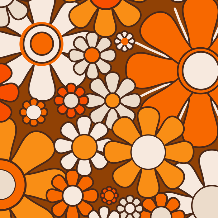Retro Garden Flowers Groovy Floral Cheerful 60s 70s Pattern in 1970s Orange Brown Beige Coffee Mug Gallery Image 2
