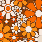 Retro Garden Flowers Groovy Floral Cheerful 60s 70s Pattern in 1970s Orange Brown Beige Coffee Mug Gallery Image 2