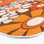 Retro Garden Flowers Groovy Floral Cheerful 60s 70s Pattern in 1970s Orange Brown Beige Bath Mat Gallery Image 3