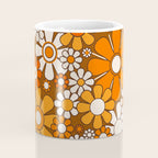 Retro Garden Flowers Groovy Floral Cheerful 60s 70s Pattern in 1970s Orange Brown Beige Coffee Mug Gallery Image 4