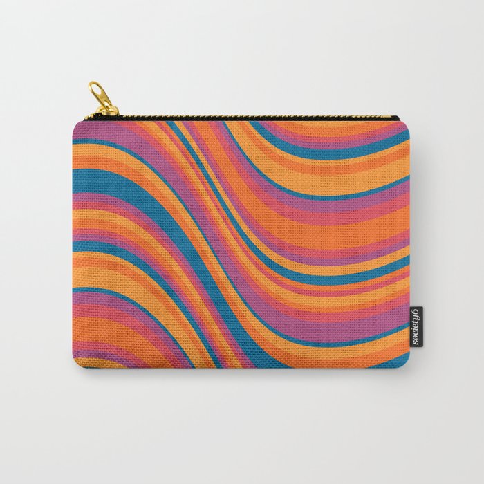 Wavy Stripes III - Retro Rainbow Carry All Pouch Gallery Image 1
