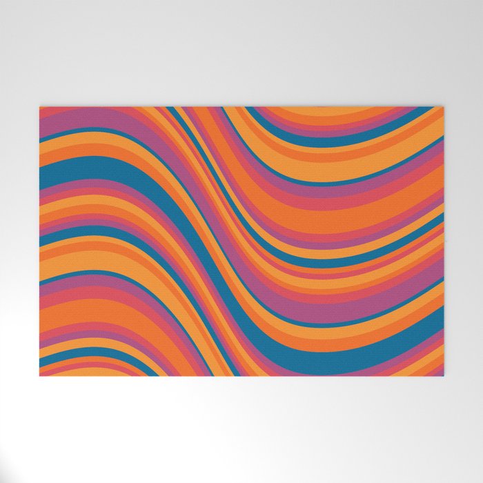 Wavy Stripes III - Retro Rainbow Welcome Mat Gallery Image 1
