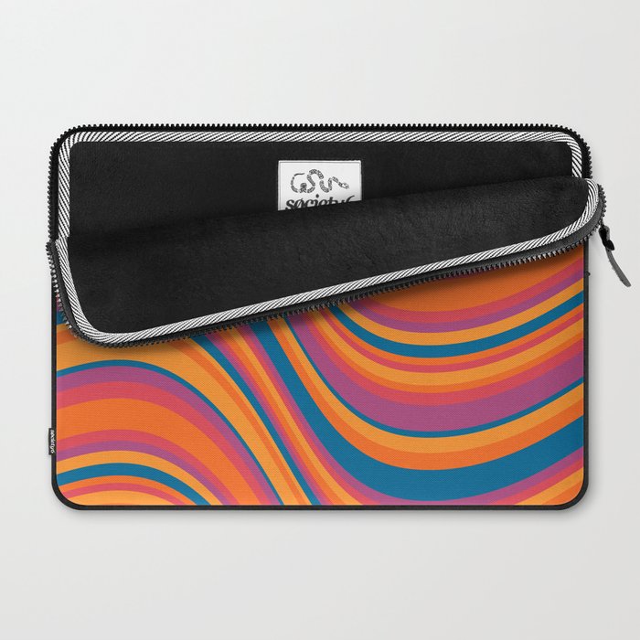 Wavy Stripes III - Retro Rainbow Laptop Sleeve Gallery Image 2