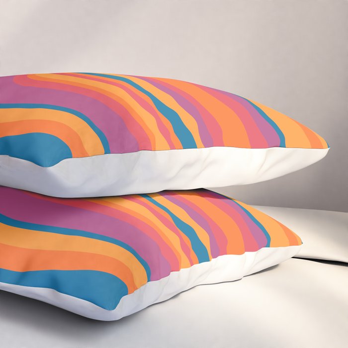 Wavy Stripes III - Retro Rainbow Pillow Sham Gallery Image 3