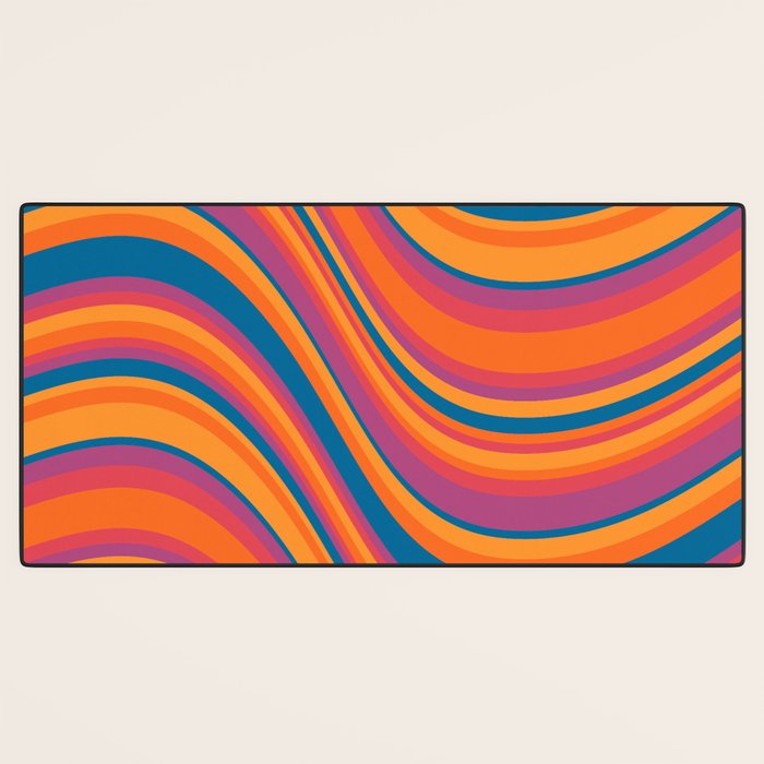 Wavy Stripes III - Retro Rainbow Desk Mat Gallery Image 3