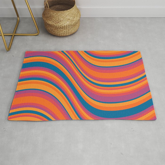 Wavy Stripes III - Retro Rainbow Rug Gallery Image 1