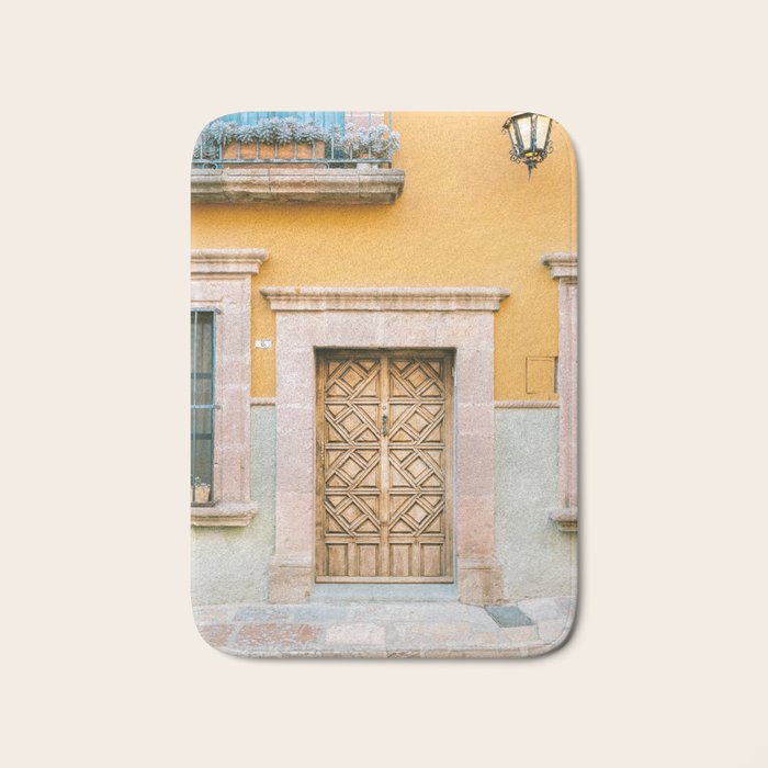 Orange and Turquoise | The San Miguel de Allende Mexico door collection | Travel photography print Bath Mat Gallery Image 1