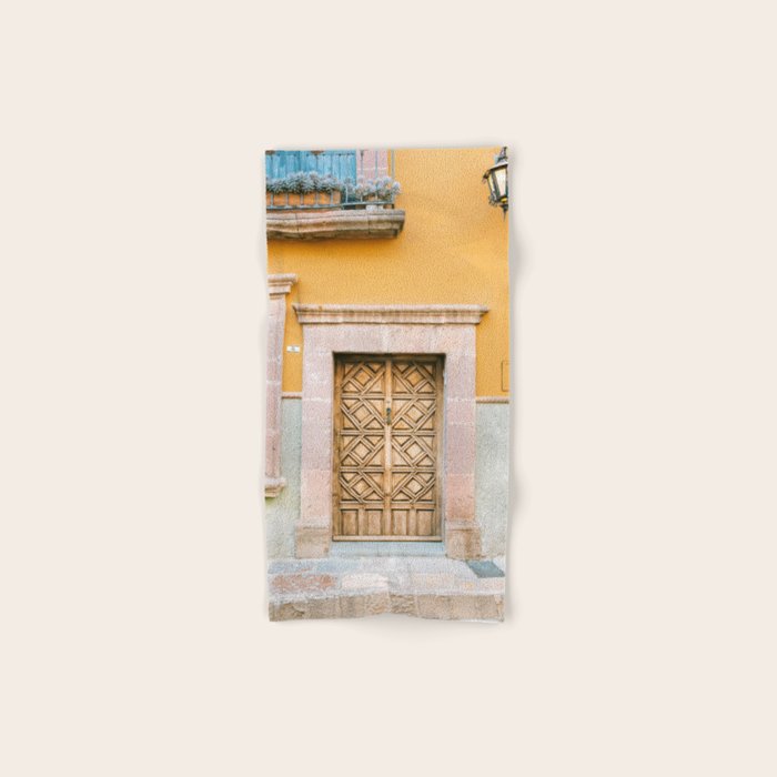 Orange and Turquoise | The San Miguel de Allende Mexico door collection | Travel photography print Bath Towel Gallery Image 1