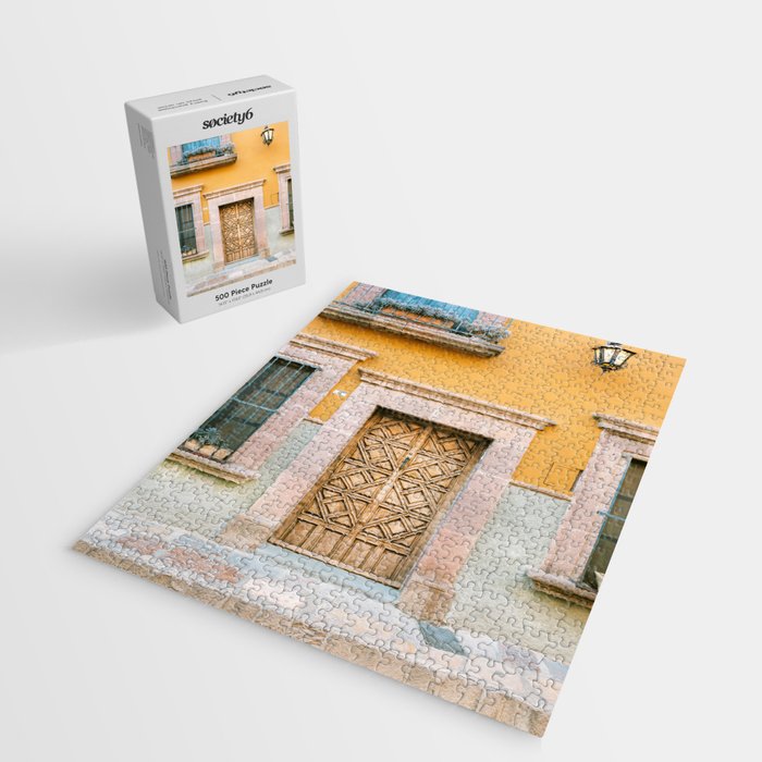 Orange and Turquoise | The San Miguel de Allende Mexico door collection | Travel photography print Jigsaw Puzzle Gallery Image 2