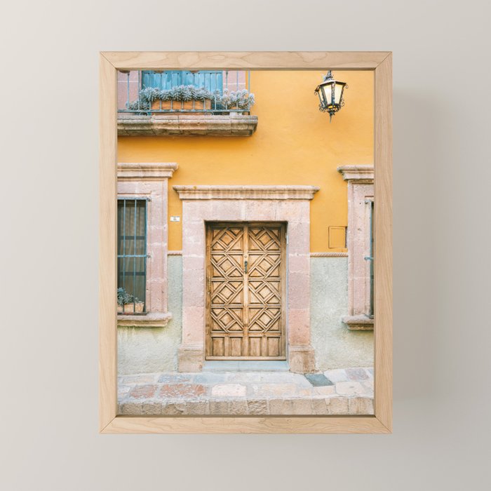 Orange and Turquoise | The San Miguel de Allende Mexico door collection | Travel photography print Mini Art Print Gallery Image 1