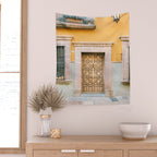 Orange and Turquoise | The San Miguel de Allende Mexico door collection | Travel photography print Wall Tapestry Gallery Image 2