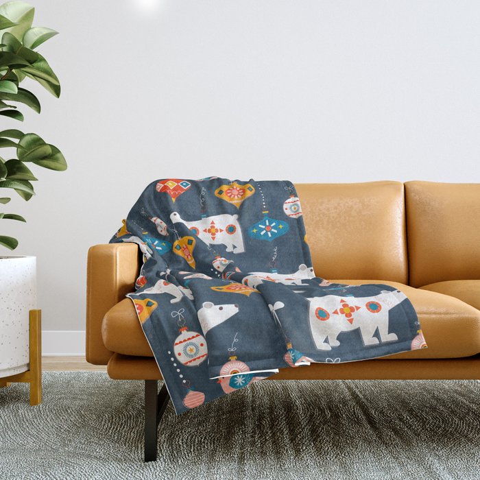 Christmas Retro decorations no2 Throw Blanket Gallery Image 1