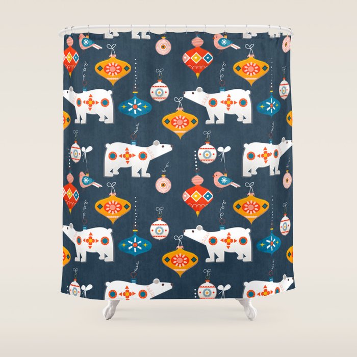 Christmas Retro decorations no2 Shower Curtain Gallery Image 1