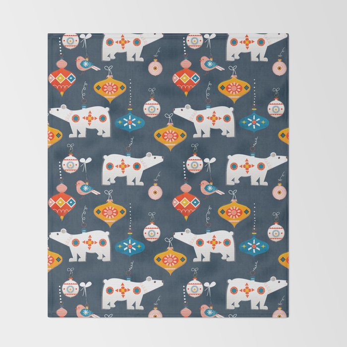 Christmas Retro decorations no2 Throw Blanket Gallery Image 2