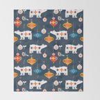 Christmas Retro decorations no2 Throw Blanket Gallery Image 2
