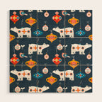 Christmas Retro decorations no2 Wood Wall Art Gallery Image 1