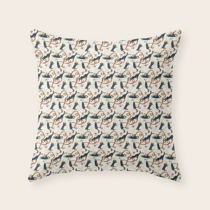 Black Cats and Red Bows Throw Pillow Gallery Image 6
