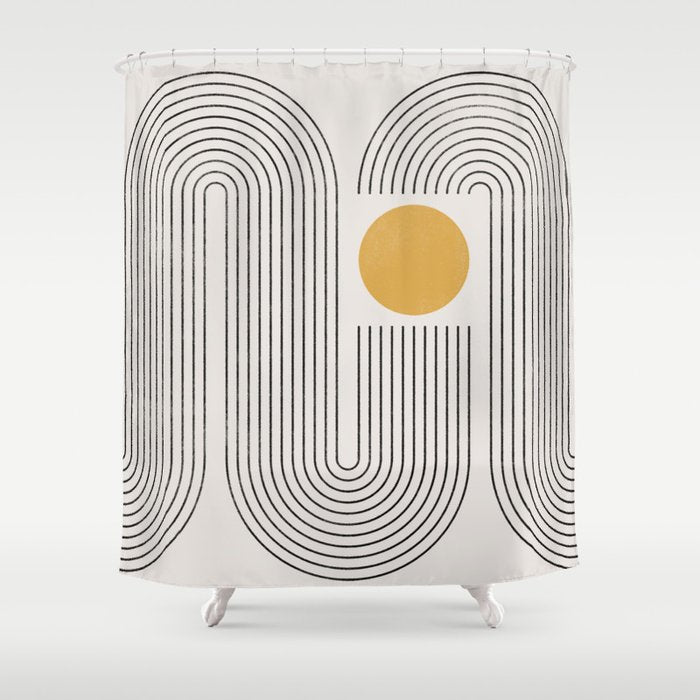 Mid-Century Modern No.22 - Woodblock Print Shower Curtain Gallery Image 1