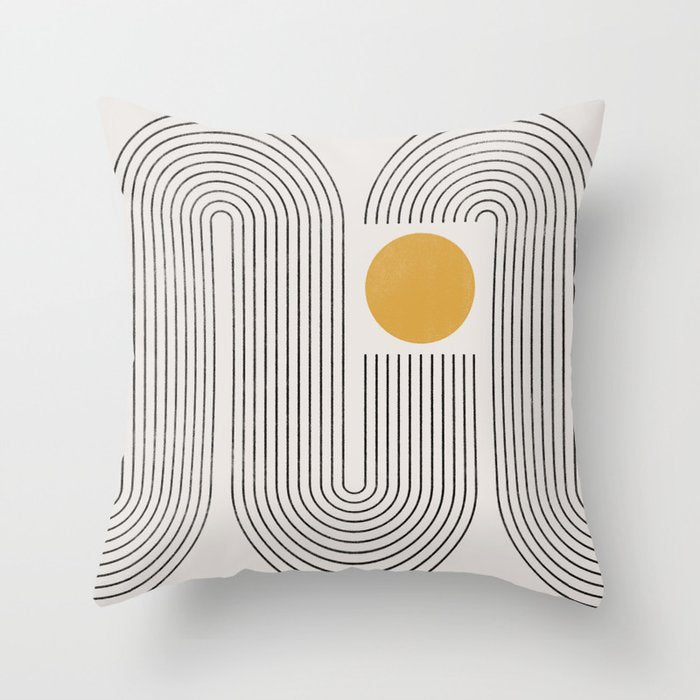 Mid-Century Modern No.22 - Woodblock Print Throw Pillow Gallery Image 6