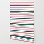 Summer Stripes - Pink, Dusty Rose, Green, and White Wallpaper Gallery Image 2