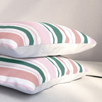 Summer Stripes - Pink, Dusty Rose, Green, and White Pillow Sham Gallery Image 3